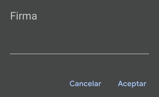 Cuadro de texto de la firma en la aplicación Gmail