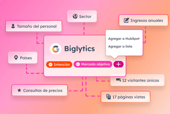 Interfaz simplificada que representa la capacidad de enriquecer los datos de las empresas en tu CRM con Breeze Intelligence