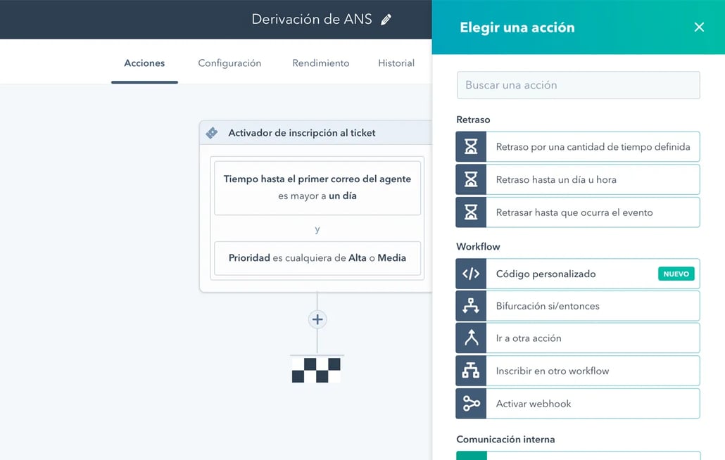 Vista de una secuencia en la aplicación de HubSpot