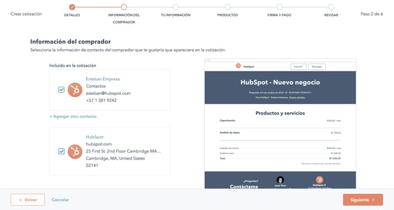 cotización online creada en HubSpot