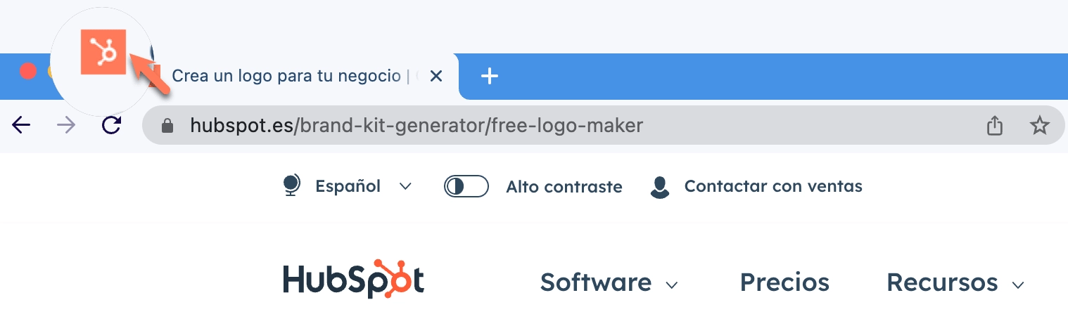 ejemplo de favicon de hubspot