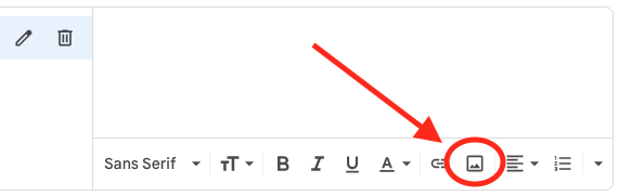 Icono de imagen en la sección de la firma de Gmail