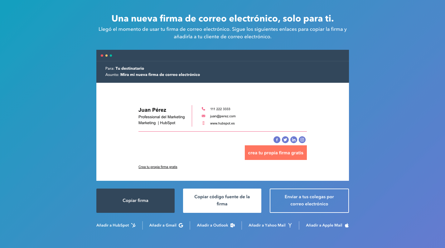 Generador de firmas gratuito de HubSpot