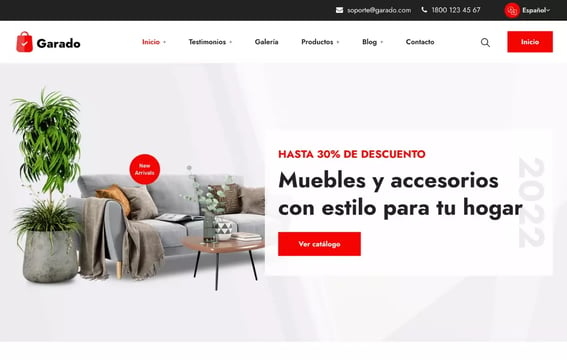 Ejemplo de web de ventas estilo atractivo