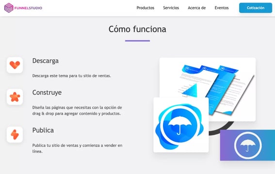 Ejemplo de página de ventas Funnel Studio