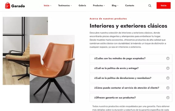 Ejemplo de web de ventas comunicar propuesta