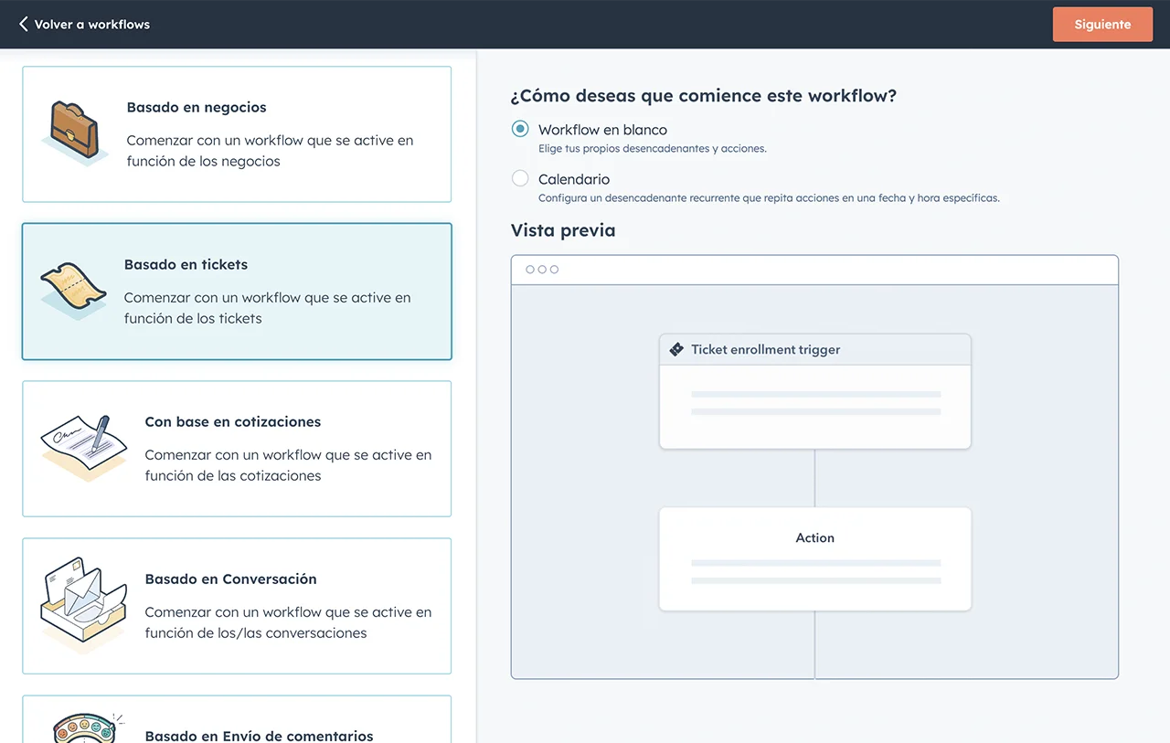 Pantallazo de la ventana de configuración de un workflow