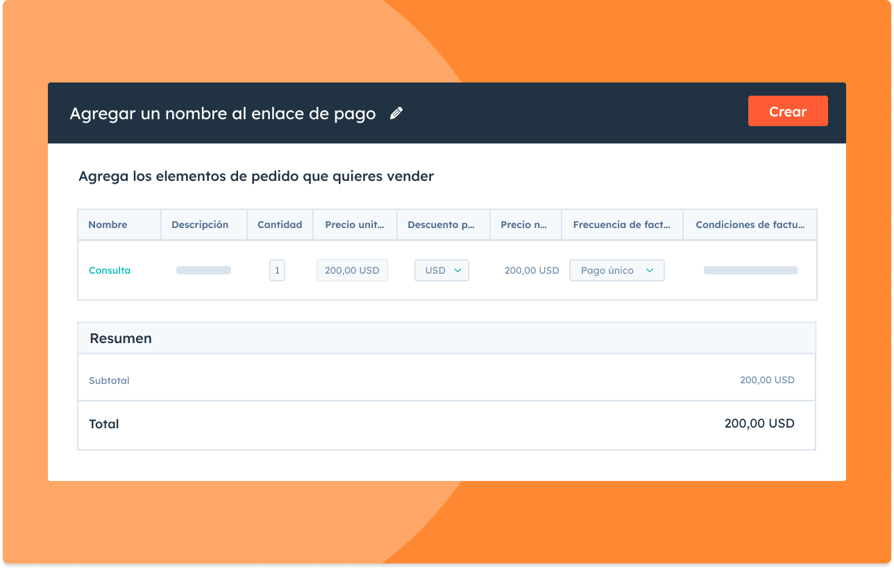 Editor de enlaces de pago en HubSpot.